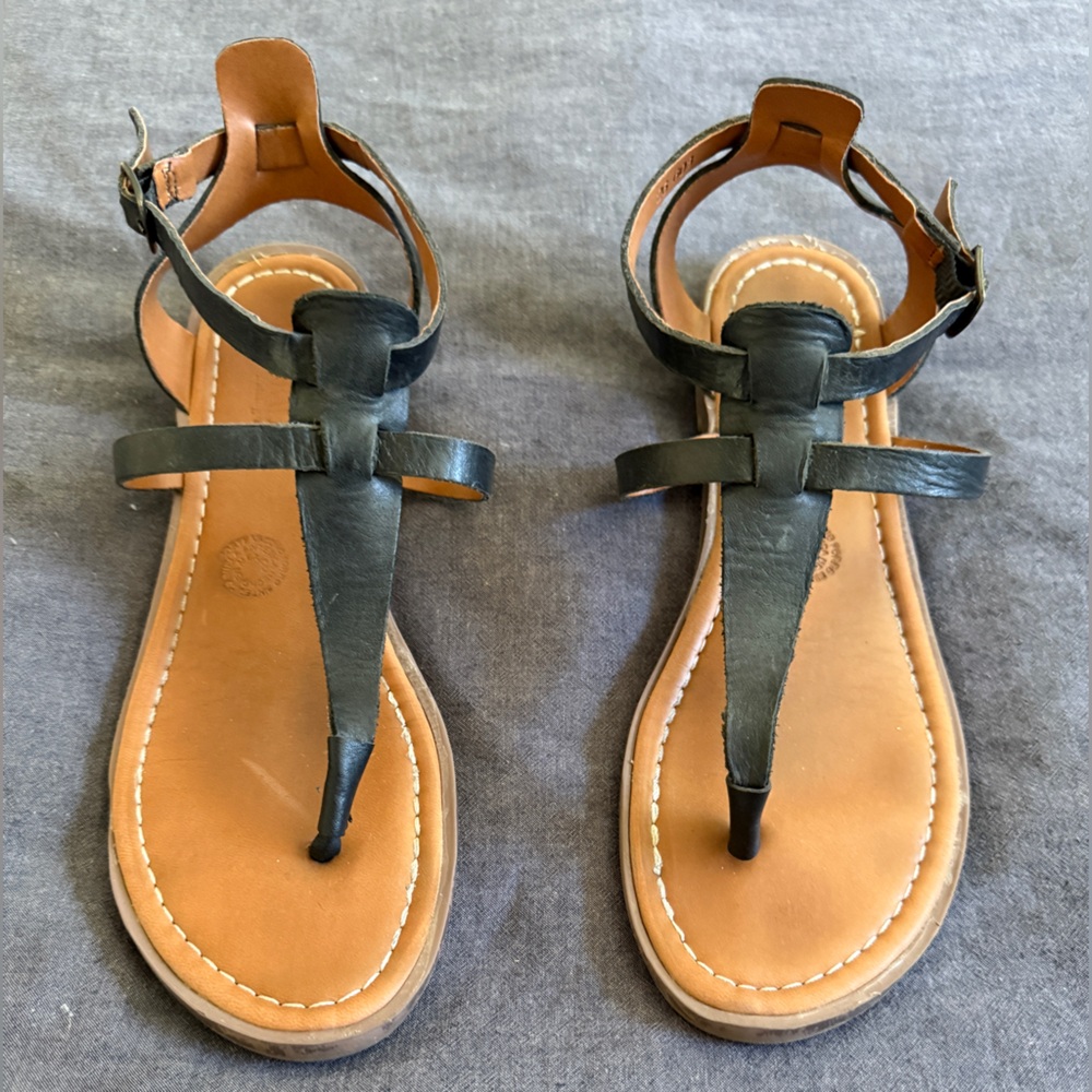 Black and Tan Leather Sandals